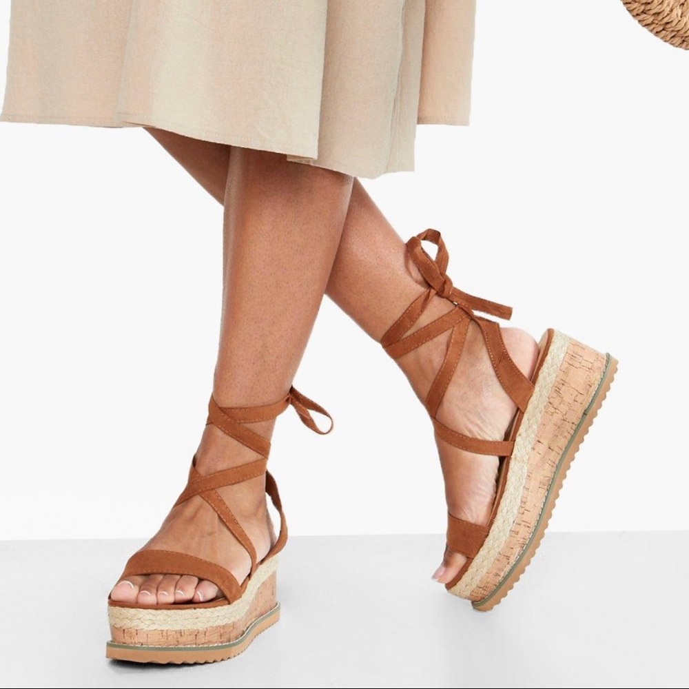 Brown tie espadrilles